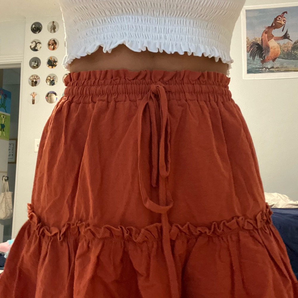 cute orange/red ruffle skirt